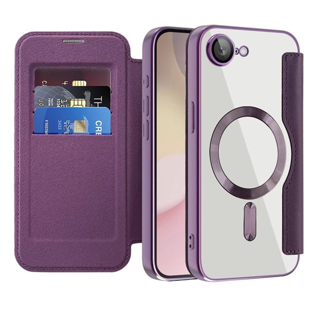 Pouzdro na knihu Techsuit SmartMag iPhone 16e fialové - náhled 1