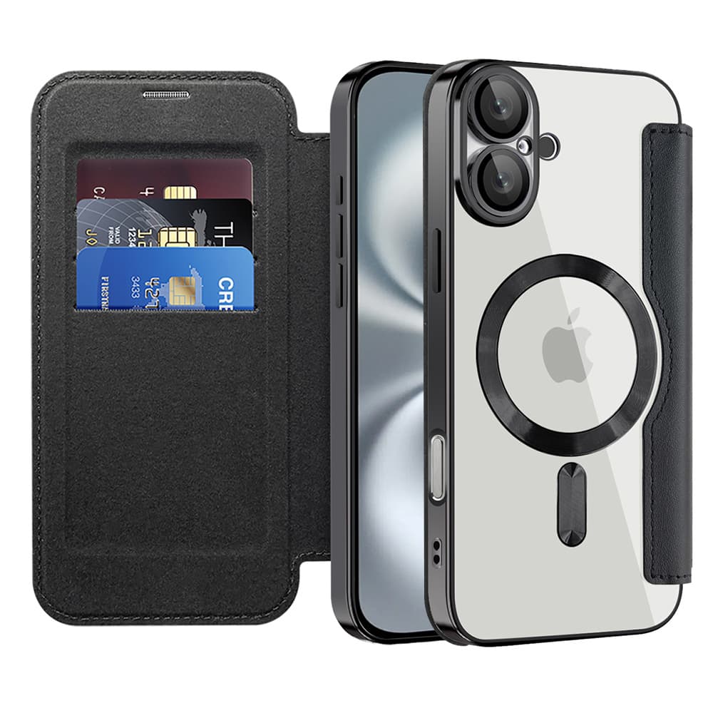 Pouzdro na knihu Techsuit SmartMag pro iPhone 16 Plus černé - náhled 1