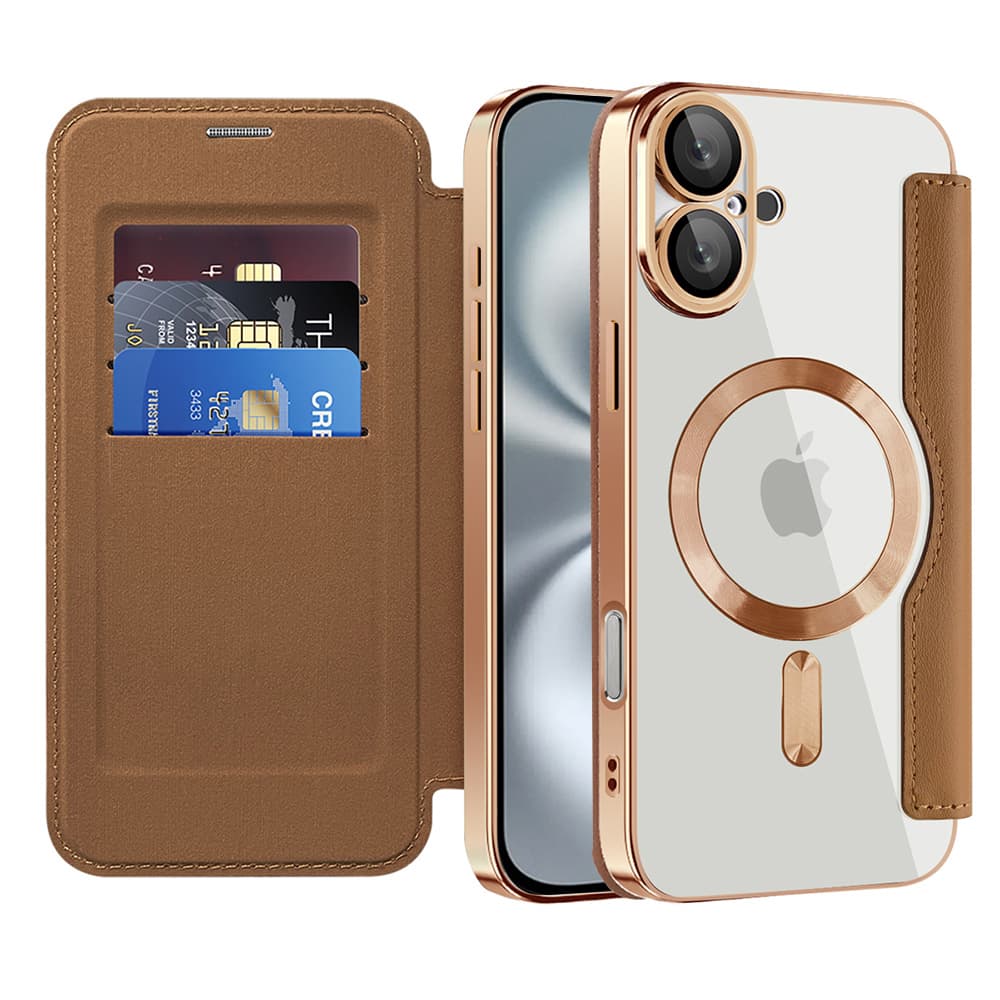 Pouzdro na knihu Techsuit SmartMag iPhone 16 Plus hnědé - náhled 1
