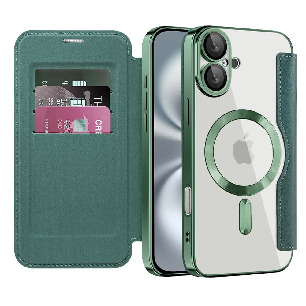 Pouzdro na knihu Techsuit SmartMag pro iPhone 16 Plus zelené - náhled 1