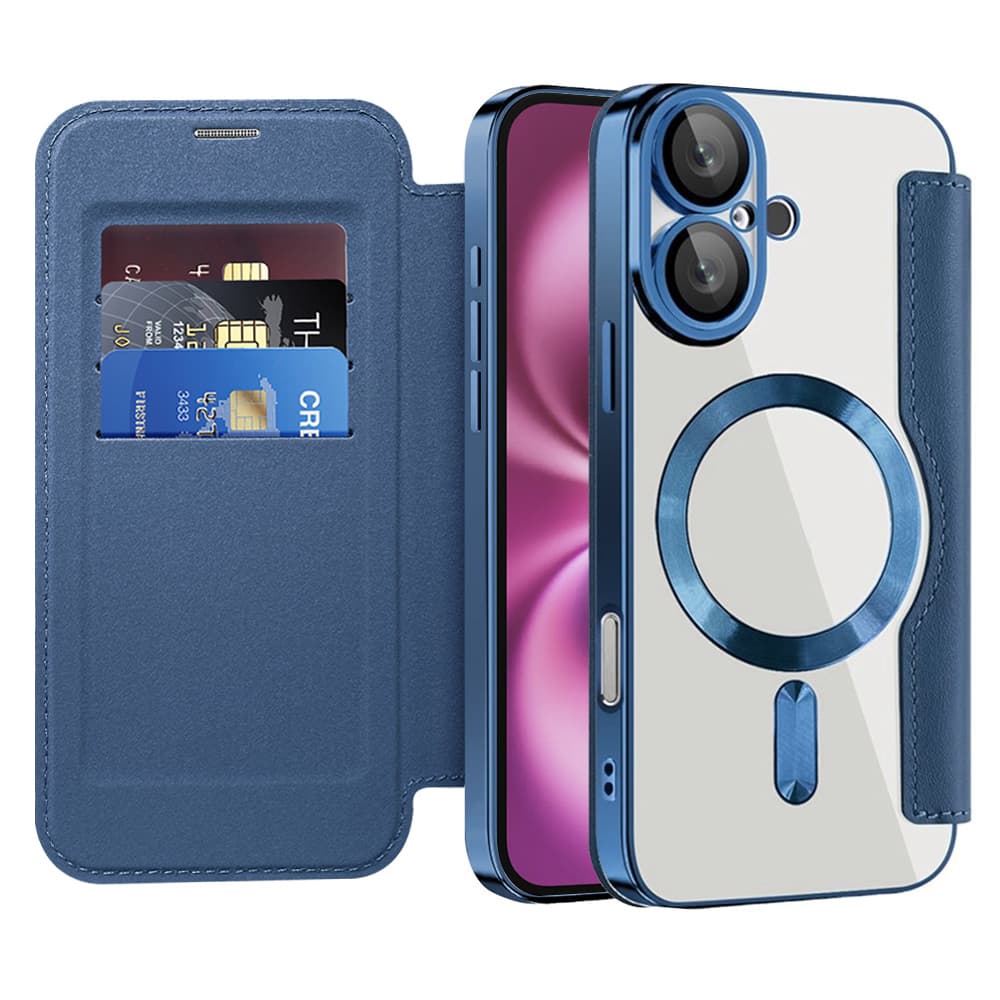 Pouzdro na knihu Techsuit SmartMag pro iPhone 16 Plus modré - náhled 1