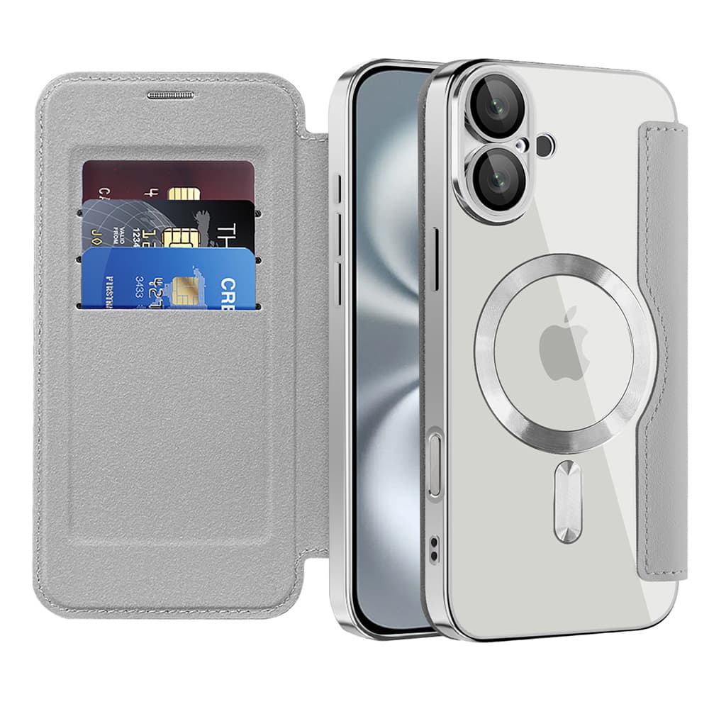 Pouzdro na knihu Techsuit SmartMag pro iPhone 16 Plus šedé - náhled 1