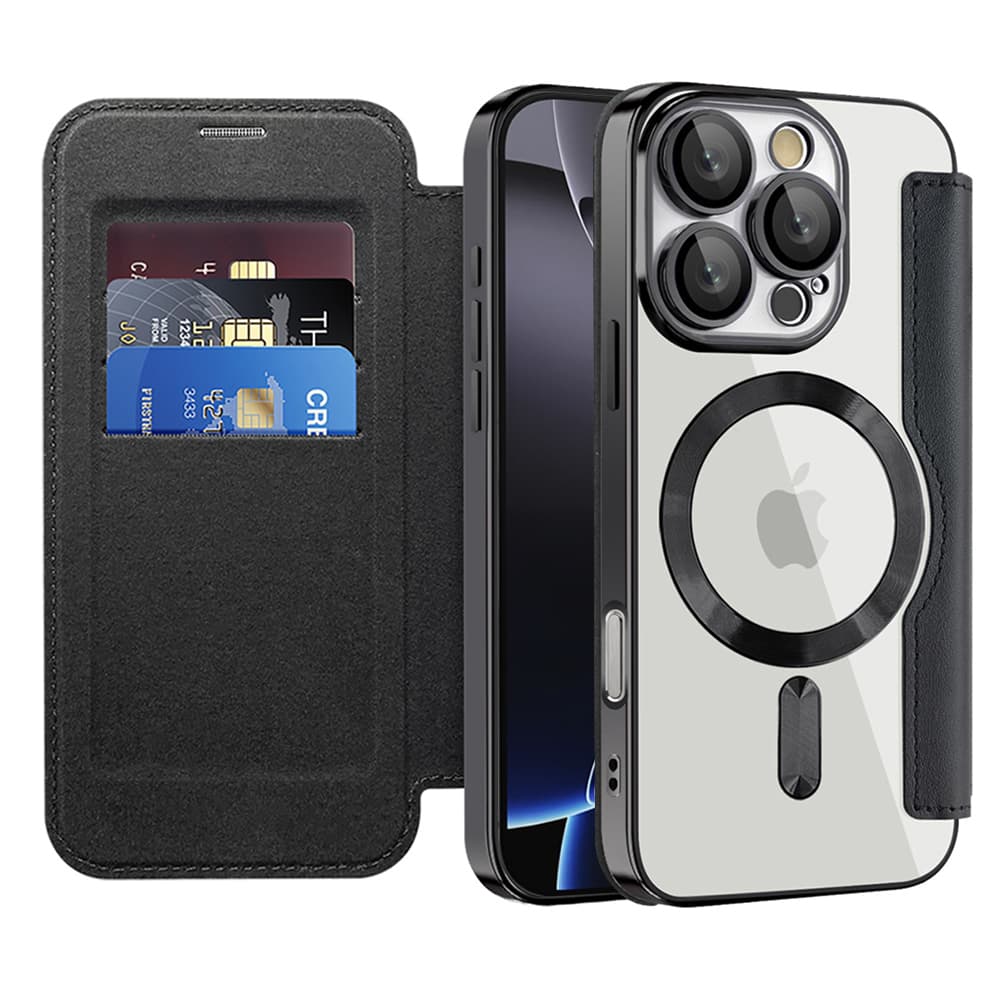 Pouzdro na knihu Techsuit SmartMag pro iPhone 16 Pro černé - náhled 1
