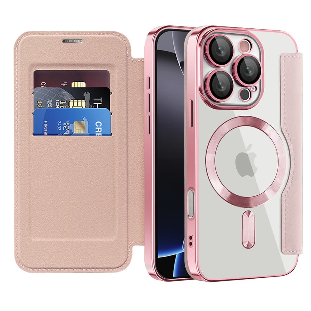 Pouzdro na knihu Techsuit SmartMag iPhone 16 Pro růžové - náhled 1