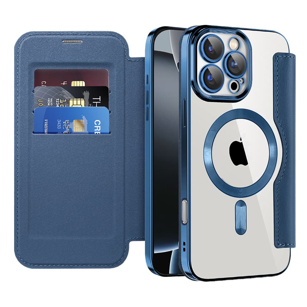Pouzdro na knihu Techsuit SmartMag pro iPhone 16 Pro modré - náhled 1