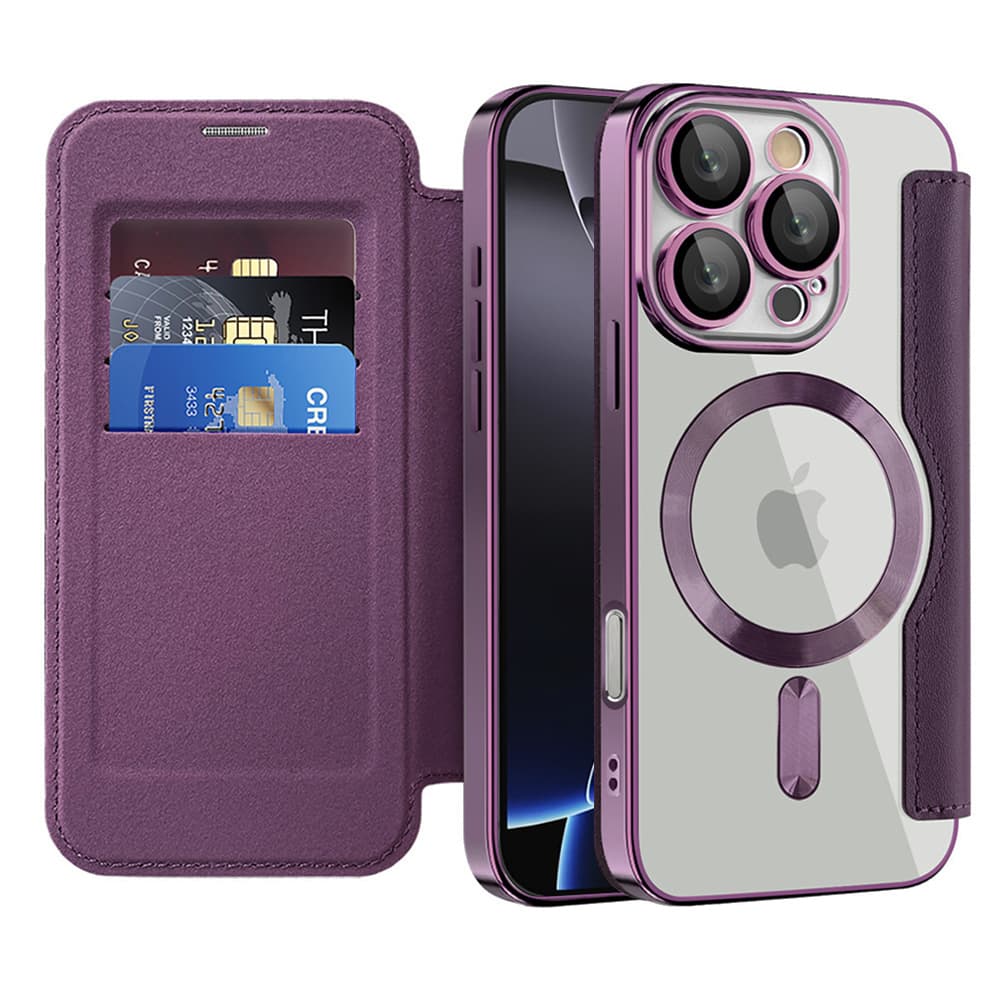 Pouzdro na knihu Techsuit SmartMag pro iPhone 16 Pro fialové - náhled 1