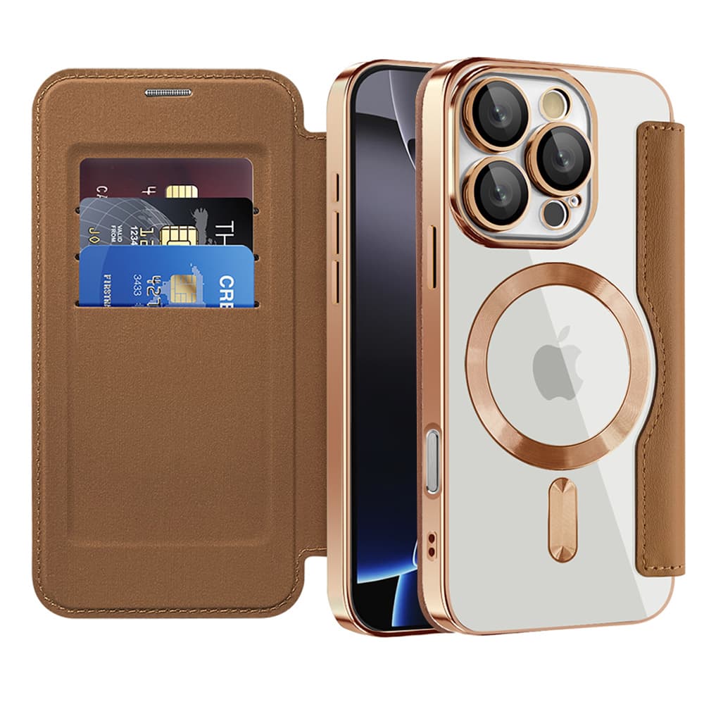 Techsuit SmartMag knížkové pouzdro iPhone 16 Pro Max hnědé - náhled 1