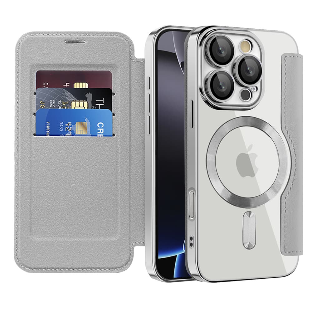 Pouzdro na knihu Techsuit SmartMag iPhone 16 Pro Max šedé - náhled 1