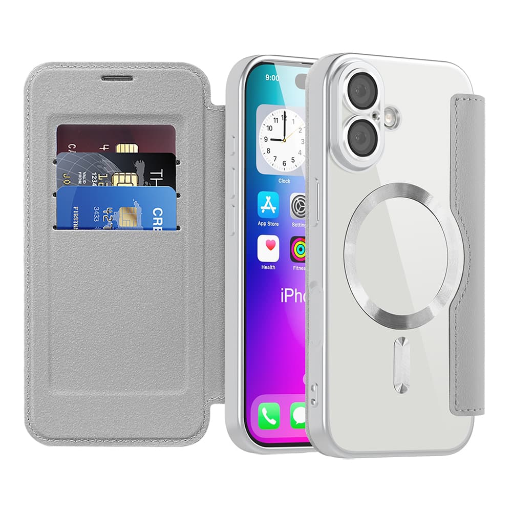Pouzdro na knihu Techsuit SmartMag iPhone 17 šedé - náhled 1
