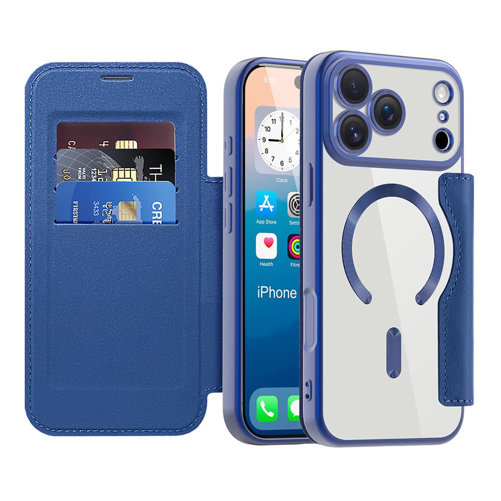 Pouzdro na knihu Techsuit SmartMag iPhone 17 Pro modré - náhled 1