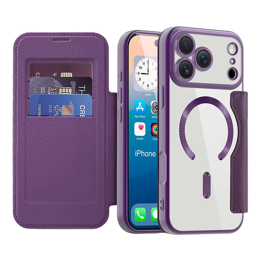 Pouzdro na knihu Techsuit SmartMag iPhone 17 Pro fialové - náhled 1