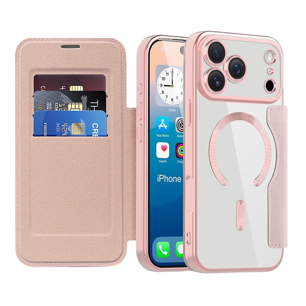 Techsuit SmartMag knížkové pouzdro iPhone 17 Pro Max růžové - náhled 1