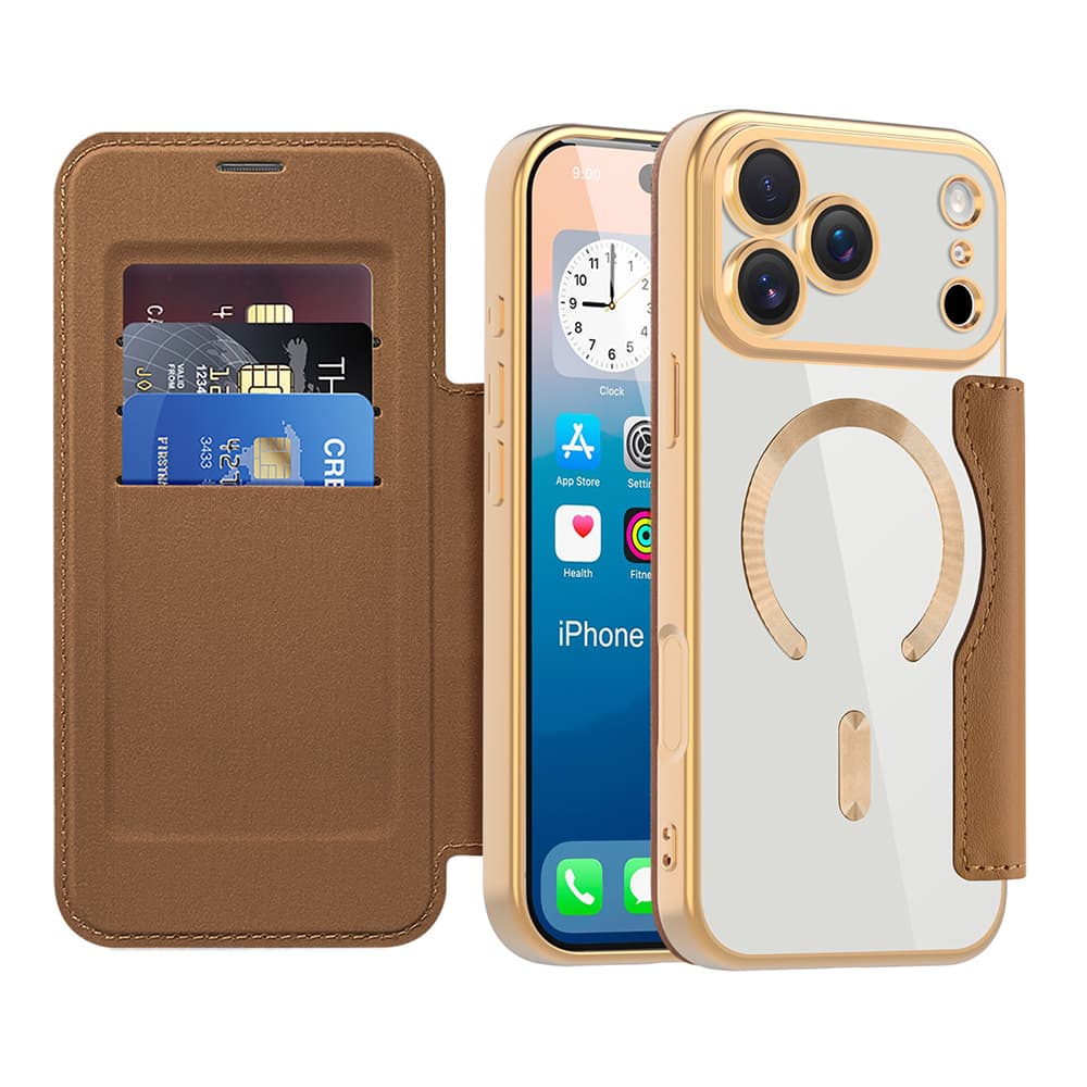 Pouzdro na knihu Techsuit SmartMag pro iPhone 17 Pro Max hnědé - náhled 1