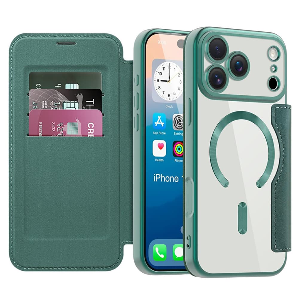Pouzdro Techsuit SmartMag Book iPhone 17 Pro Max zelené - náhled 1