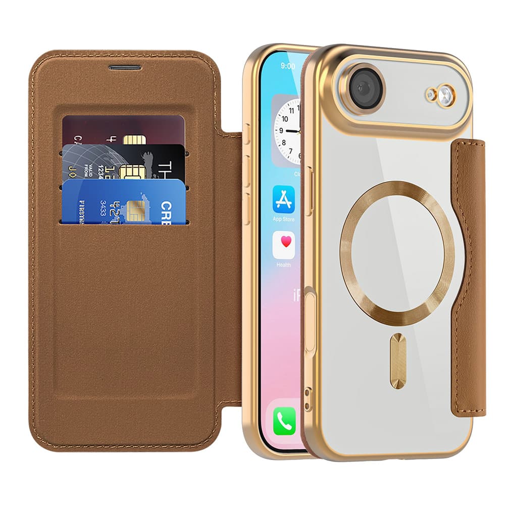 Pouzdro na knihu Techsuit SmartMag iPhone 17 Air hnědé - náhled 1