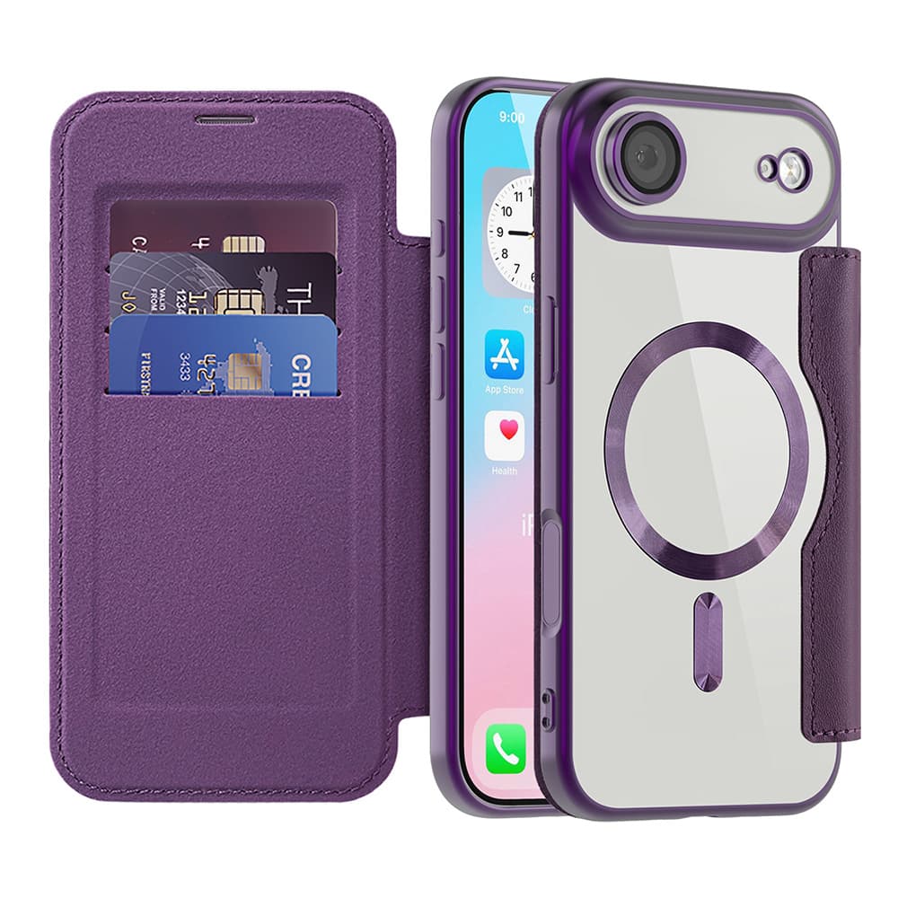 Pouzdro na knihu Techsuit SmartMag iPhone 17 Air fialové - náhled 1