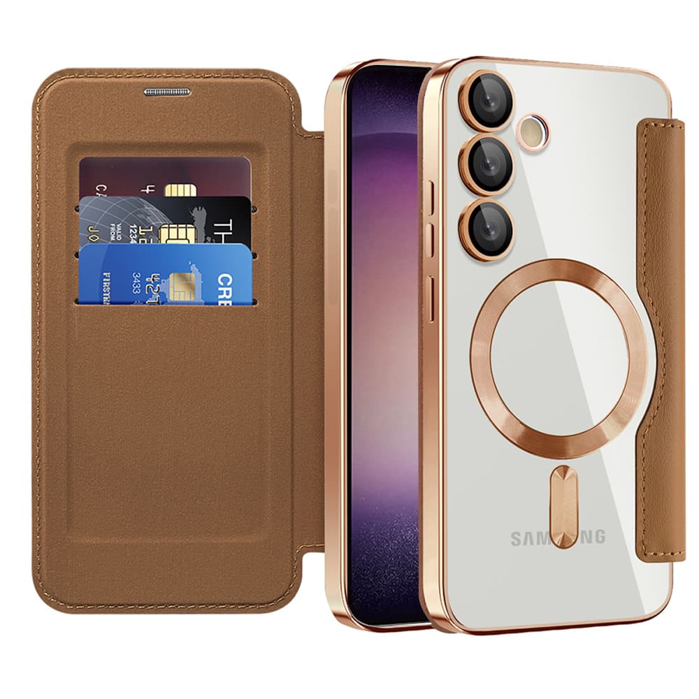 Pouzdro na knihu Techsuit SmartMag pro Samsung Galaxy S23 Plus hnědé - náhled 1