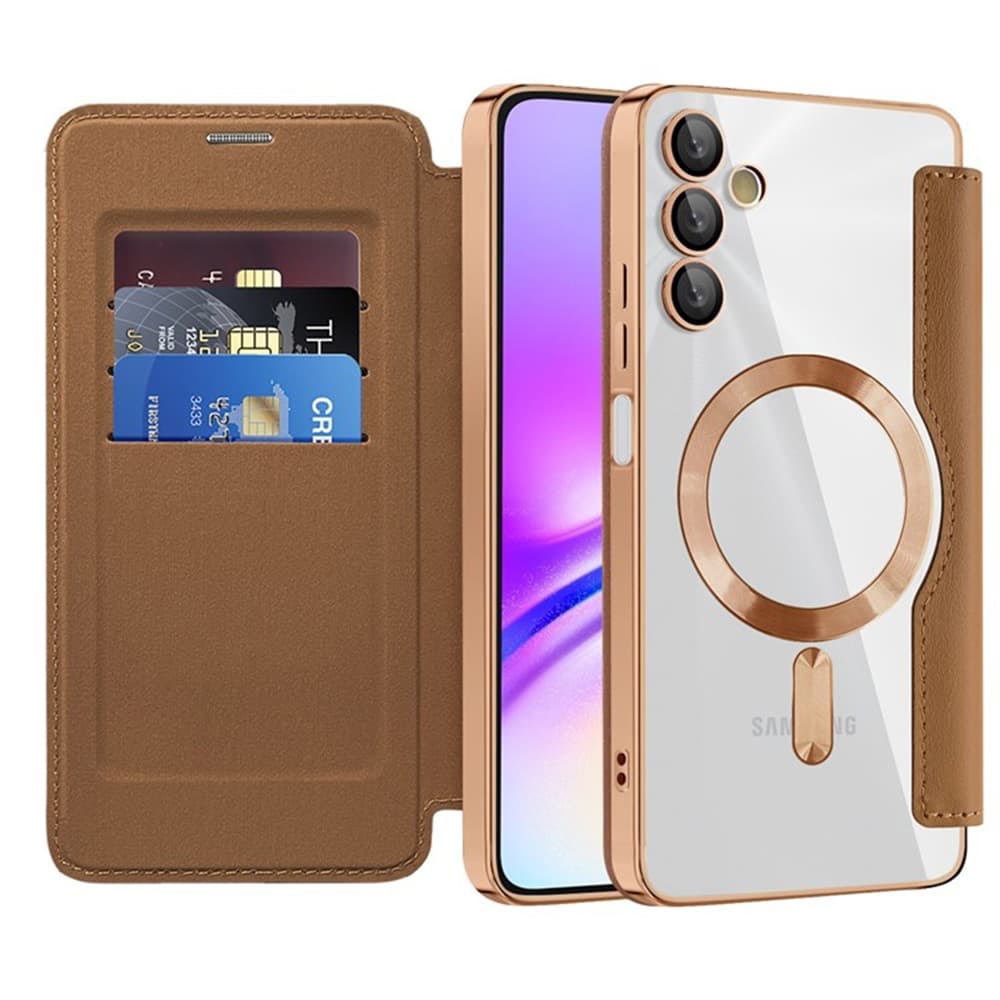 Pouzdro na knihu Techsuit SmartMag pro Samsung Galaxy A05s hnědé - náhled 1