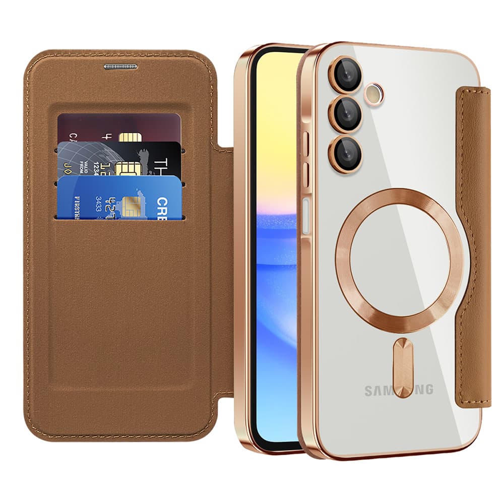 Pouzdro na knihu Techsuit SmartMag pro Samsung Galaxy A15 4G A15 5G hnědé - náhled 1