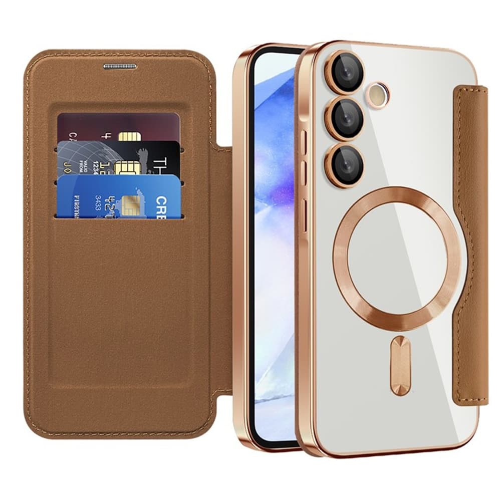 Pouzdro na knihu Techsuit SmartMag pro Samsung Galaxy A55 5G hnědé - náhled 1