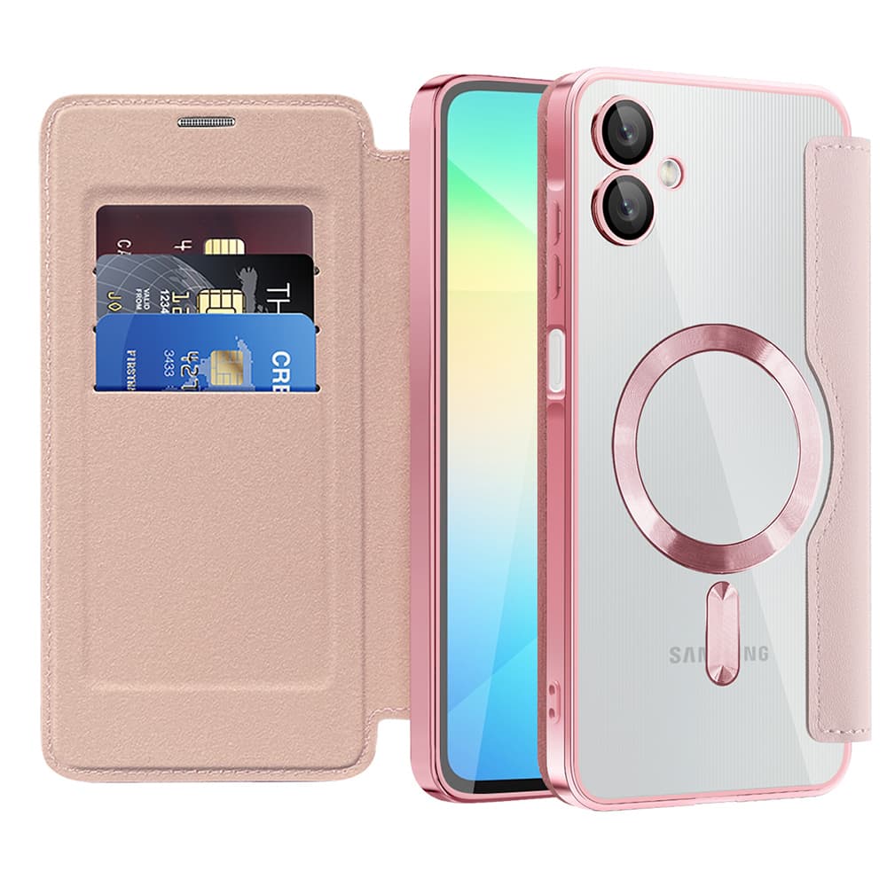 Pouzdro na knihu Techsuit SmartMag pro Samsung Galaxy A06 růžové - náhled 1