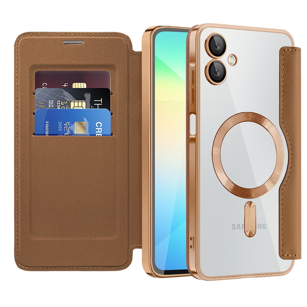 Pouzdro na knihu Techsuit SmartMag pro Samsung Galaxy A06 hnědé - náhled 1