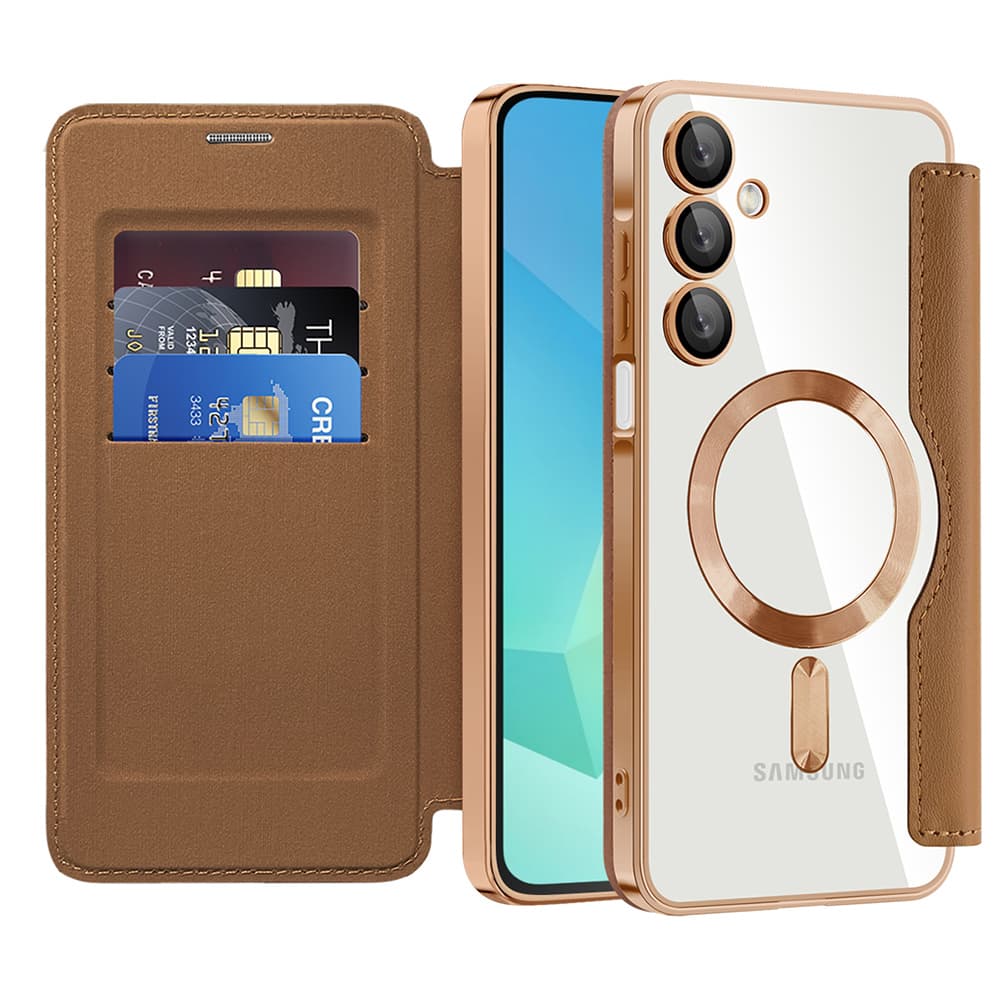 Pouzdro na knihu Techsuit SmartMag pro Samsung Galaxy A16 4G A16 5G hnědé - náhled 1