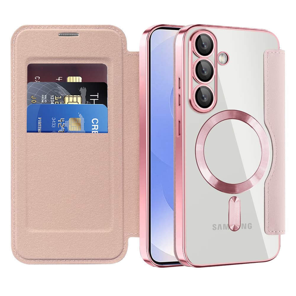 Techsuit SmartMag knížkové pouzdro Samsung Galaxy S25 Plus růžové - náhled 1