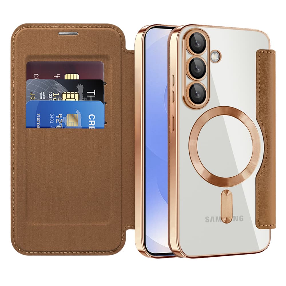 Pouzdro na knihu Techsuit SmartMag pro Samsung Galaxy S25 Plus hnědé - náhled 1