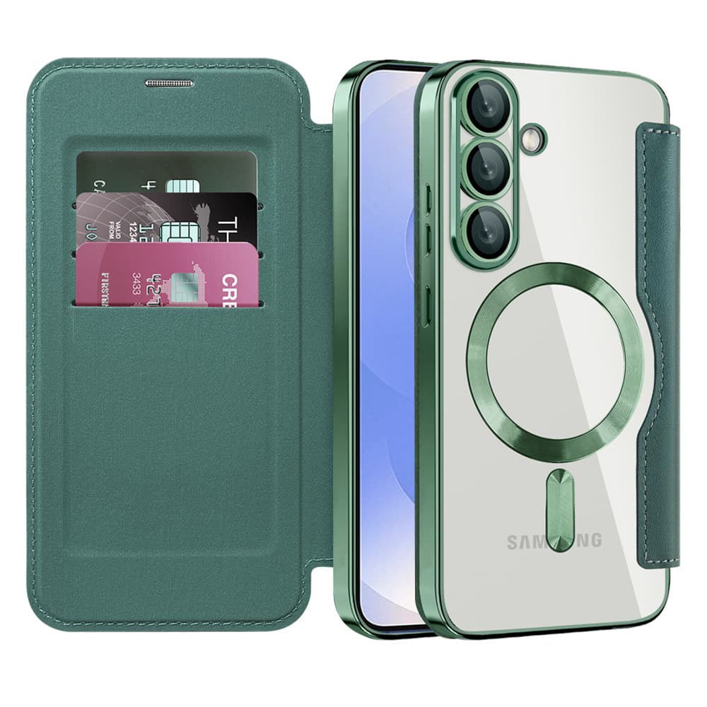 Pouzdro na knihu Techsuit SmartMag pro Samsung Galaxy S25 Plus zelené - náhled 1