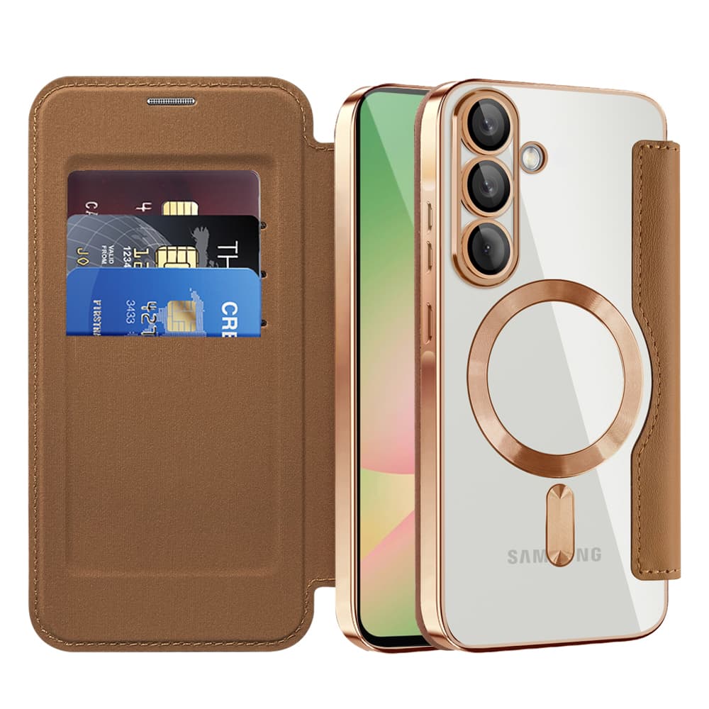 Pouzdro na knihu Techsuit SmartMag pro Samsung Galaxy A56 5G hnědé - náhled 1