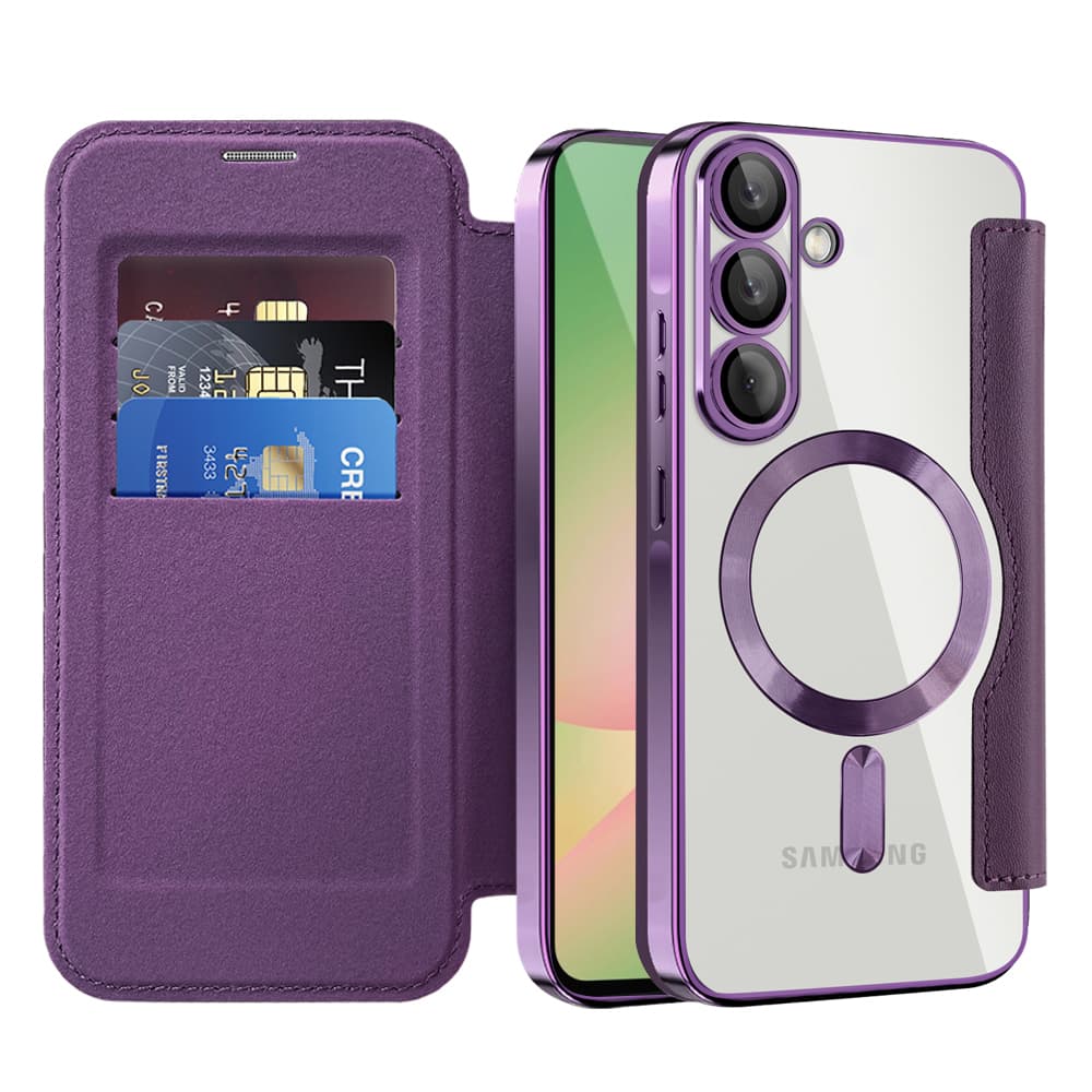 Pouzdro na knihu Techsuit SmartMag pro Samsung Galaxy A56 5G fialové - náhled 1