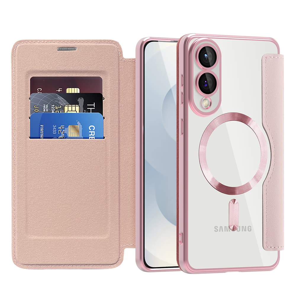 Pouzdro na knihu Techsuit SmartMag pro Samsung Galaxy S25 Edge růžové - náhled 1