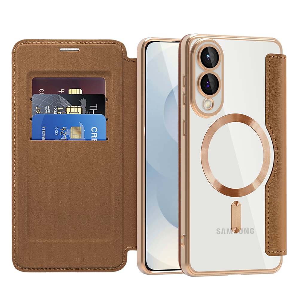 Pouzdro na knihu Techsuit SmartMag pro Samsung Galaxy S25 Edge hnědé - náhled 1