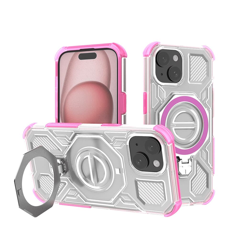 Techsuit Carbon Shield PRO iPhone 15 růžový průhledný