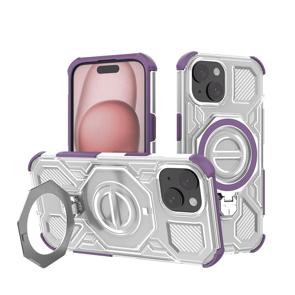 Techsuit Carbon Shield PRO pro iPhone 15 fialový průhledný