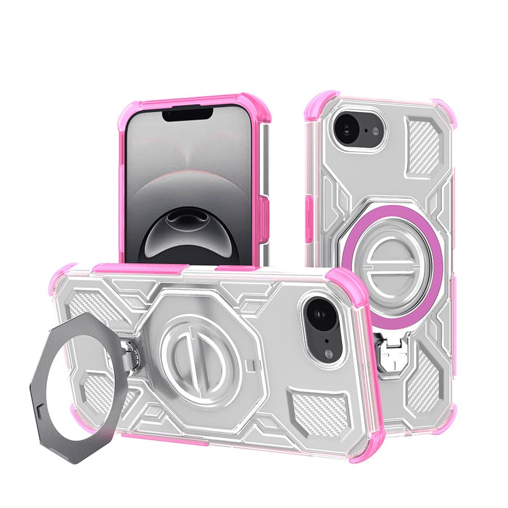 Techsuit Carbon Shield PRO pro iPhone 16e růžový průhledný