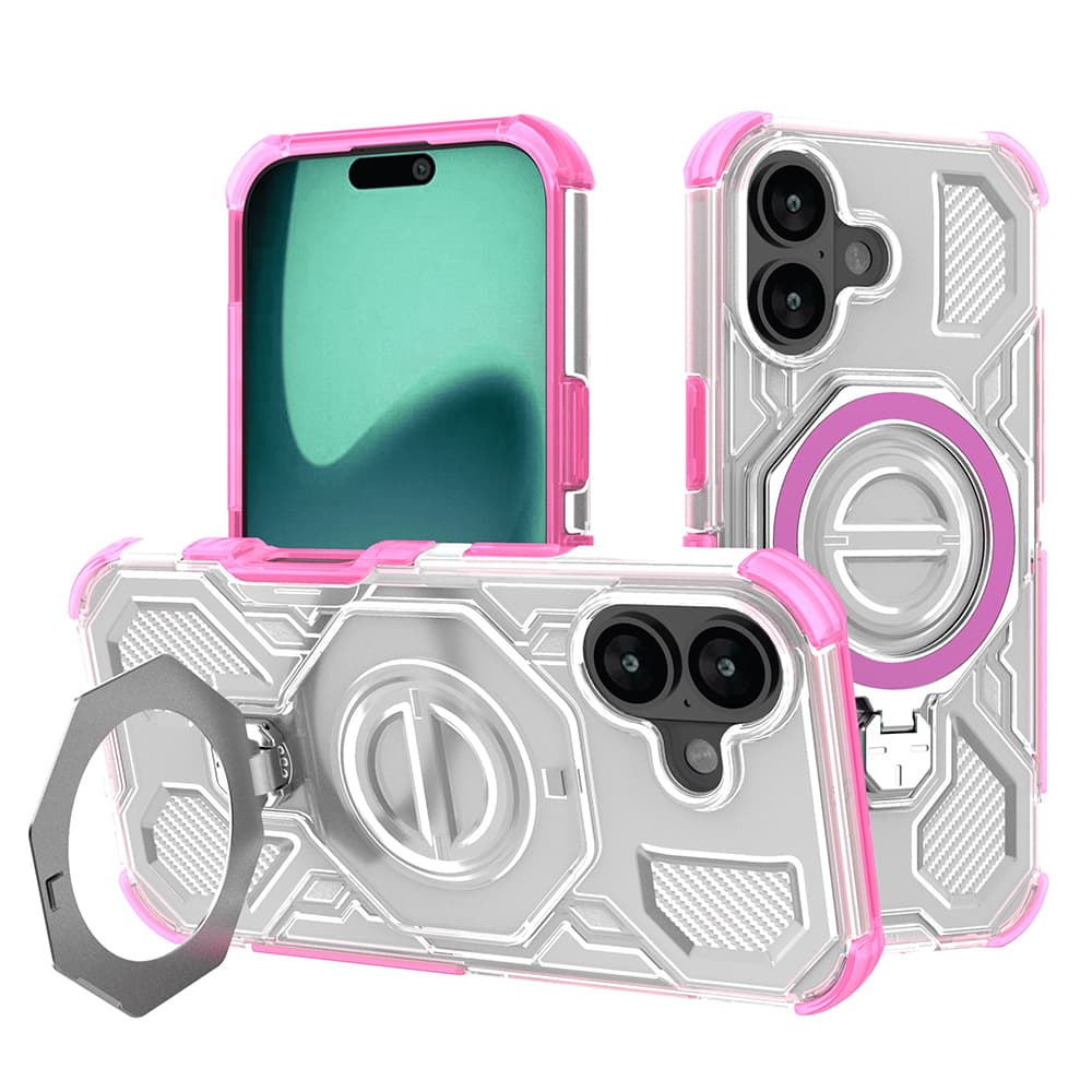 Techsuit Carbon Shield PRO iPhone 16 růžový průhledný