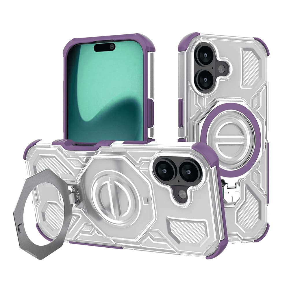 Techsuit Carbon Shield PRO pro iPhone 16 fialový průhledný