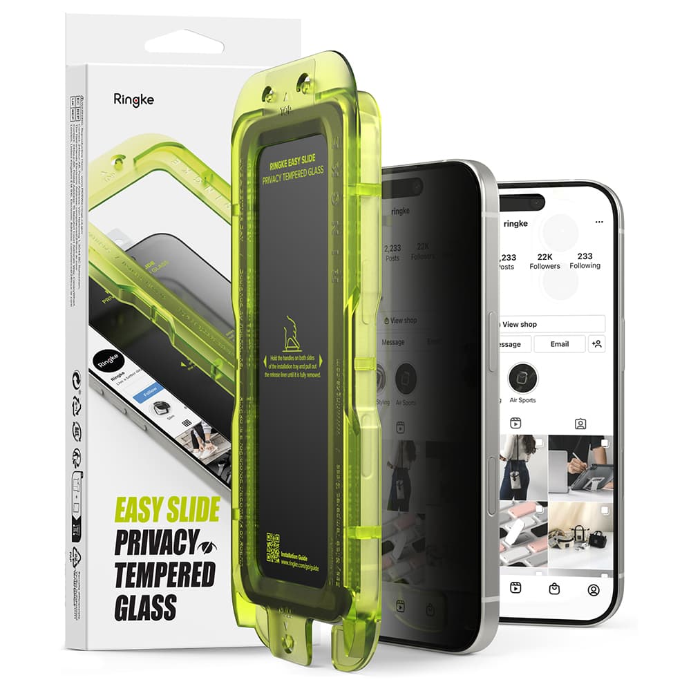 Ringke Easy Slide Privacy tvrzené sklo (2 ks) iPhone 17 černá - náhled 1