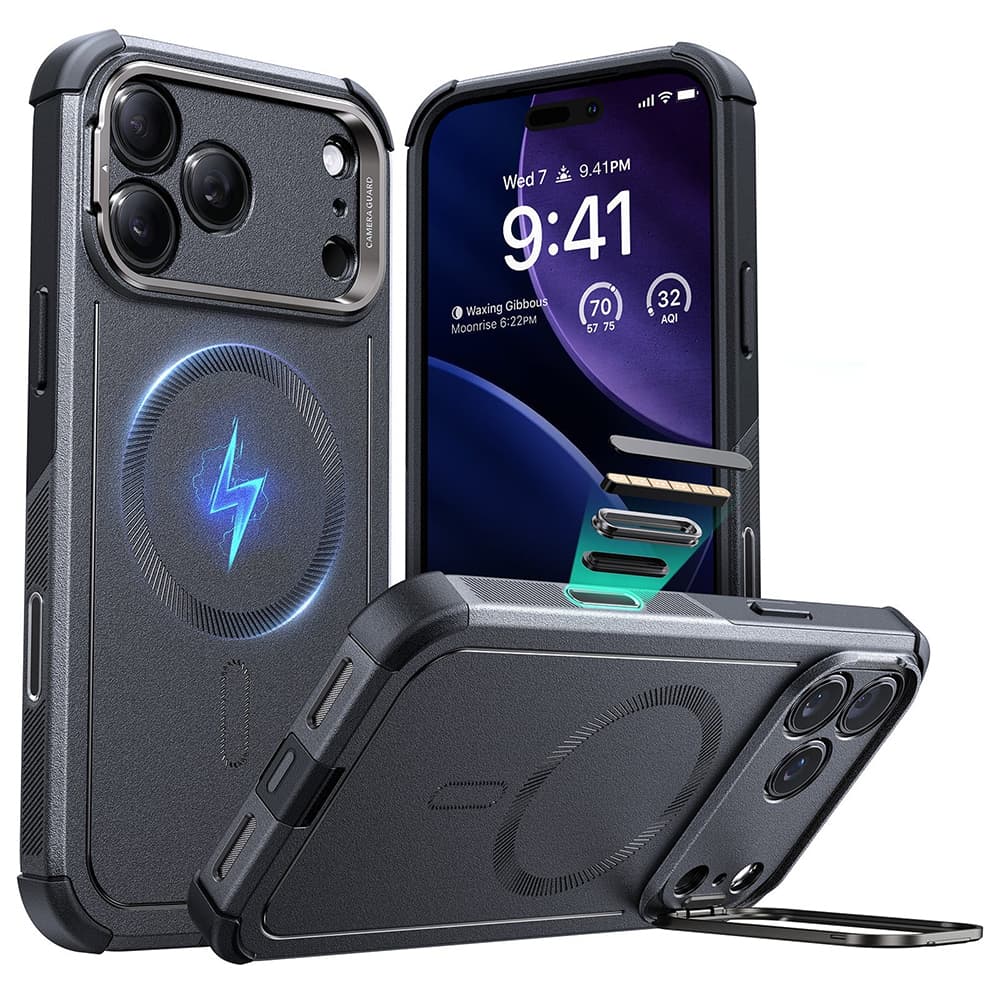ESR Cyber Armor Kickstand pro iPhone 17 Pro Max šedý - náhled 1