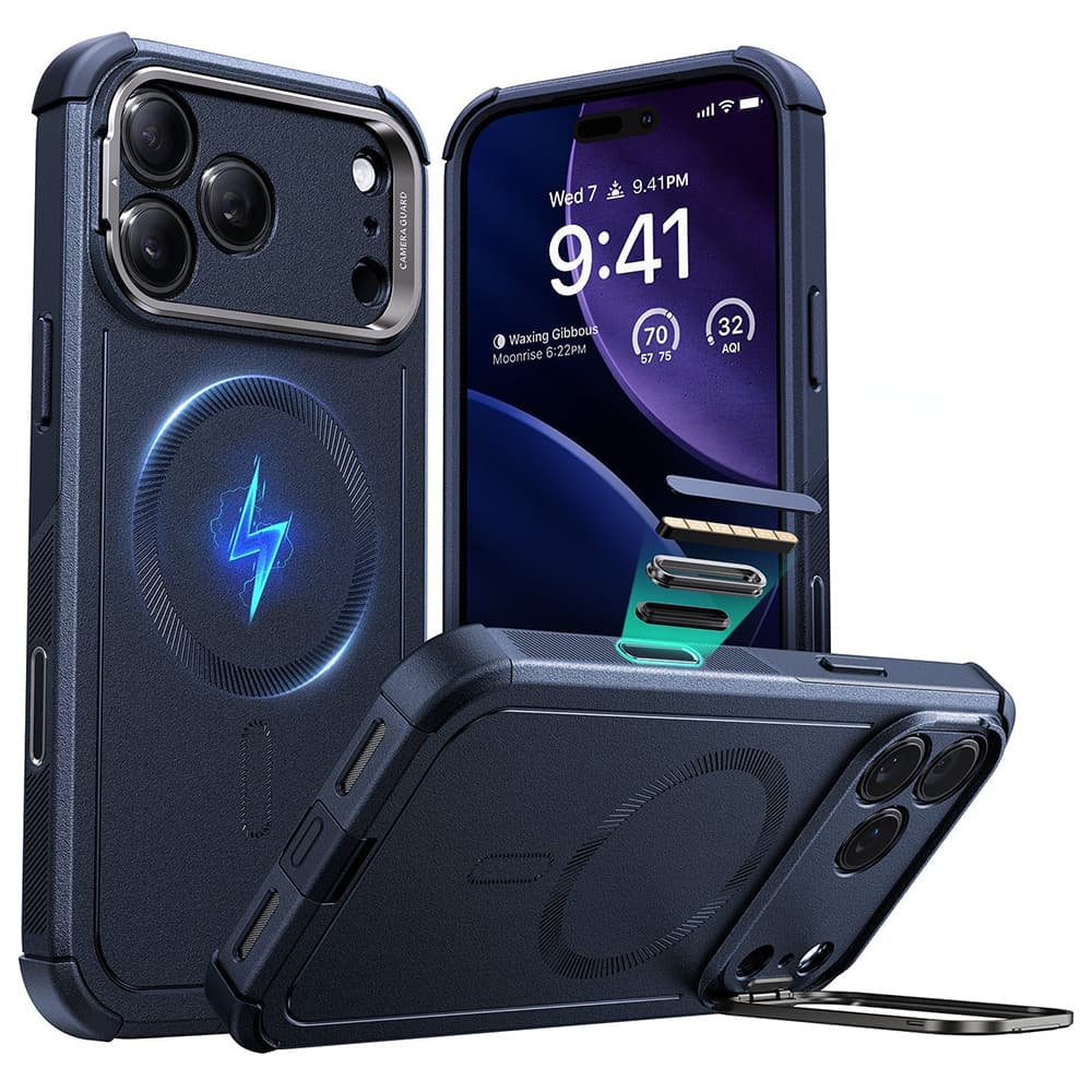 ESR Cyber Armor Kickstand pro iPhone 17 Pro modrá - náhled 1