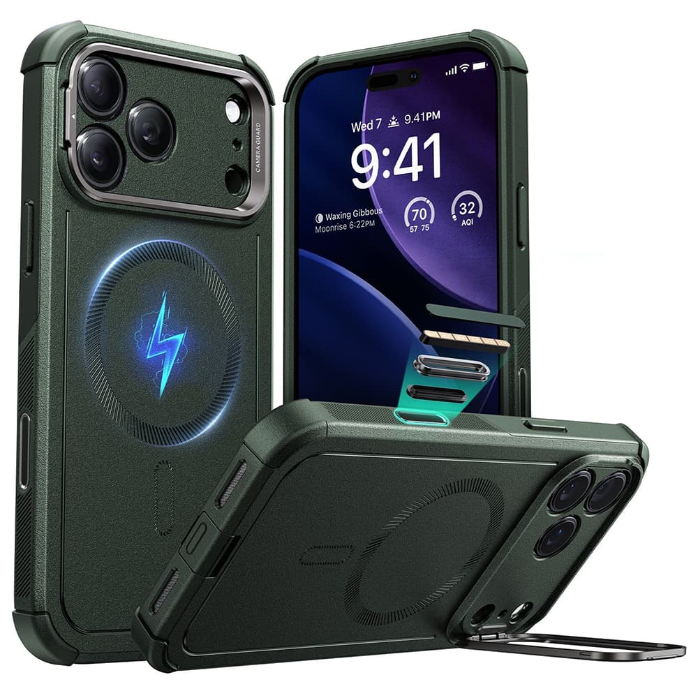 ESR Cyber Armor Kickstand pro iPhone 17 Pro zelený - náhled 1