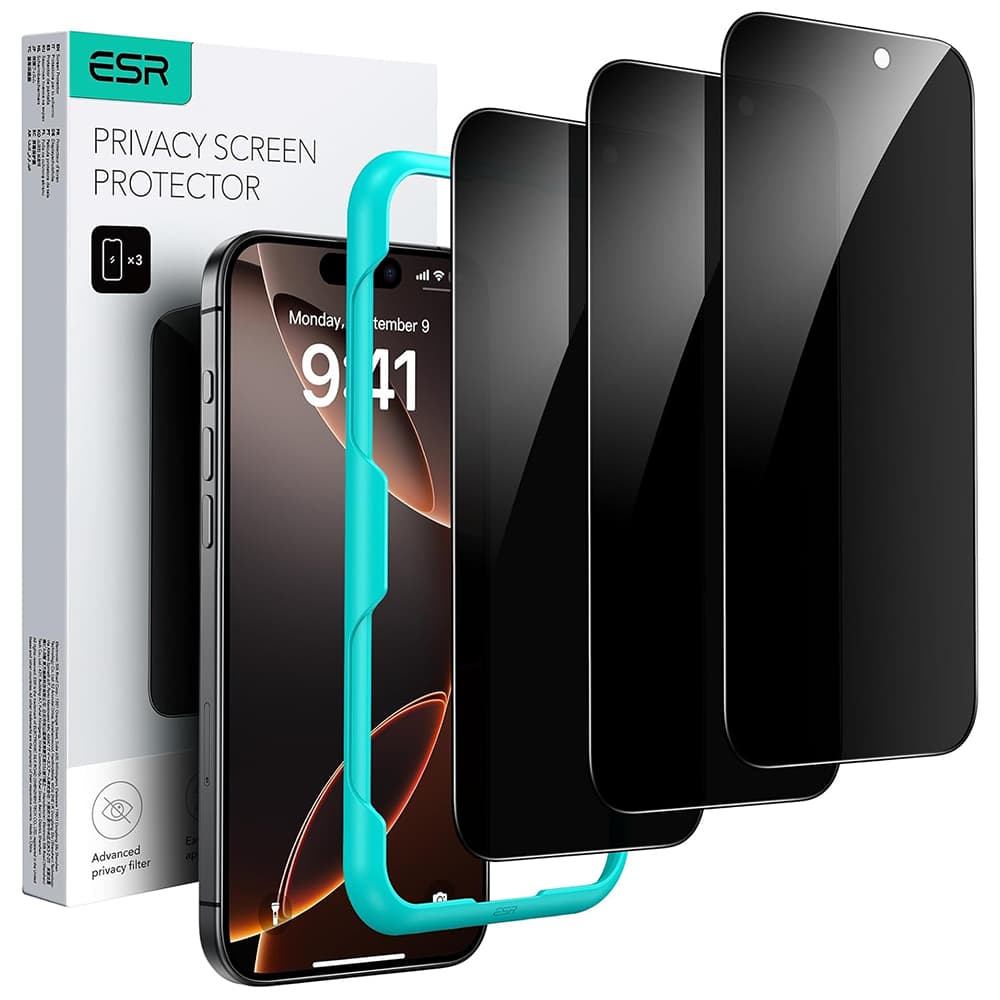 ESR Privacy tvrzené sklo (3 kusy) iPhone 17 Pro Max černá - náhled 1