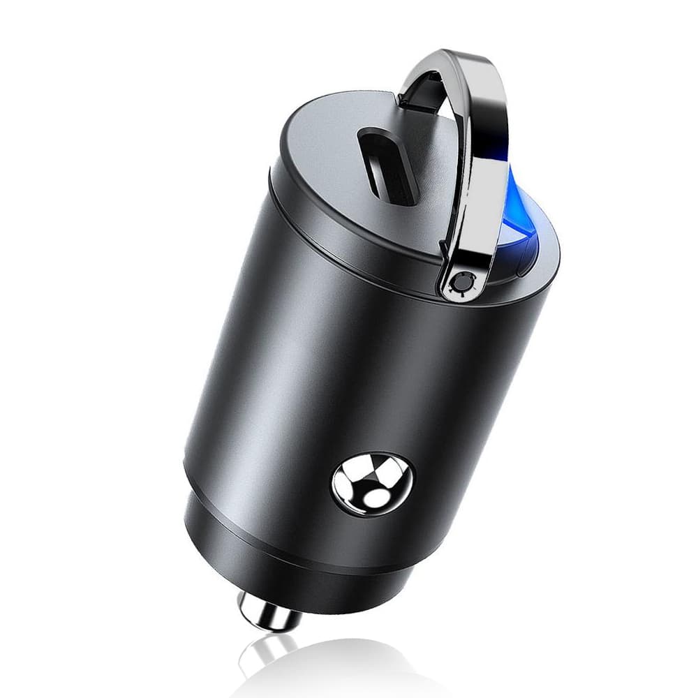 Techsuit Premium Car Charger NanoVolt C5 Mini Design Rychlé Nabíjení Type-C PD30W 3A Kroužek Hliníková Slitina Černá - náhled 1