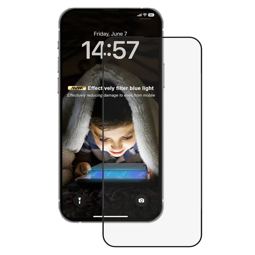 ANANK 2.5D ochranné sklo proti modrému světlu iPhone 15 Pro černé - náhled 1