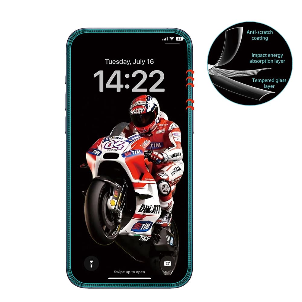 ANANK 3D 3X zesílený proti prasknutí chránič obrazovky iPhone 16 Pro Max černý - náhled 1