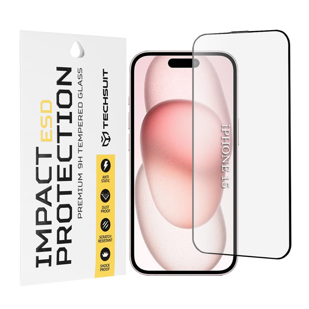 Techsuit ESD sklo iPhone 15 iPhone 16 černé - náhled 1