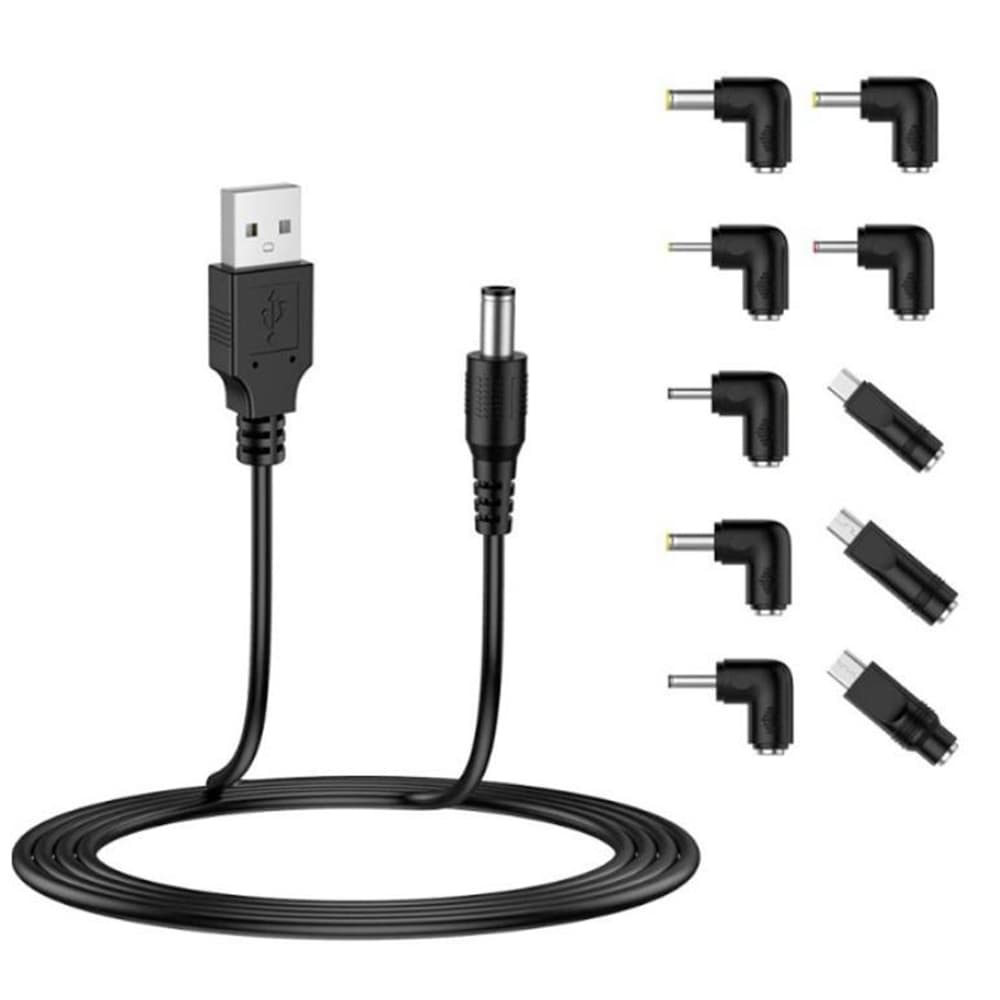 Techsuit 11 ks kabelový adaptér ChargeNest AC21 USB na 7x DC Jack Type-C Mini-USB Micro-USB černý - náhled 1