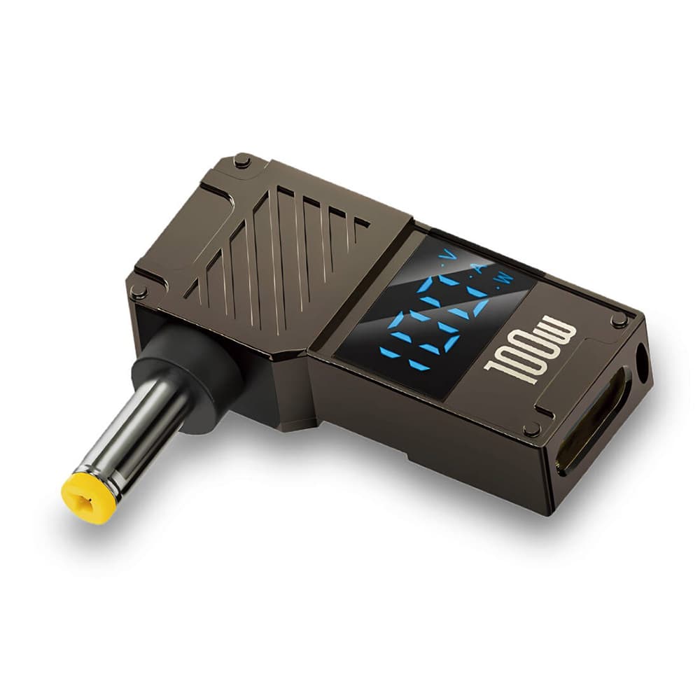 Adaptér Techsuit LaptopPlugX A22 pro notebook DC na Type-C 100W LED displej šedý - náhled 1